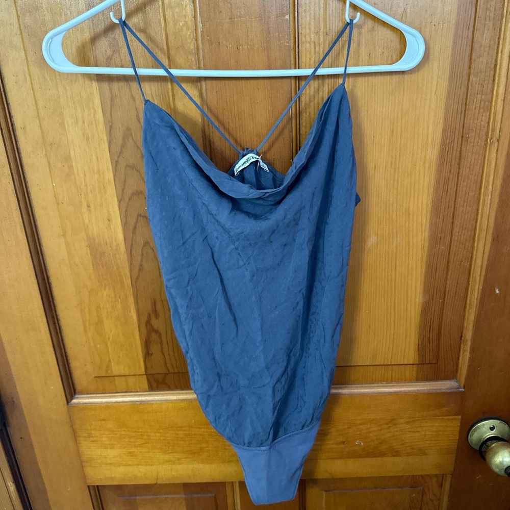 NWT Abercrombie Dark grey Spaghetti Strap Bodysuit